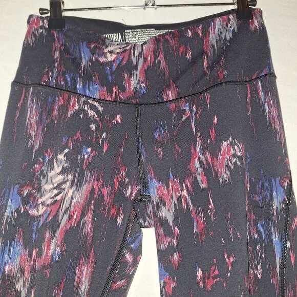 Victoria Sport Women Small Black Colorful Abstract Leggings Mesh Panels Lace-Up - Picture 4 of 10